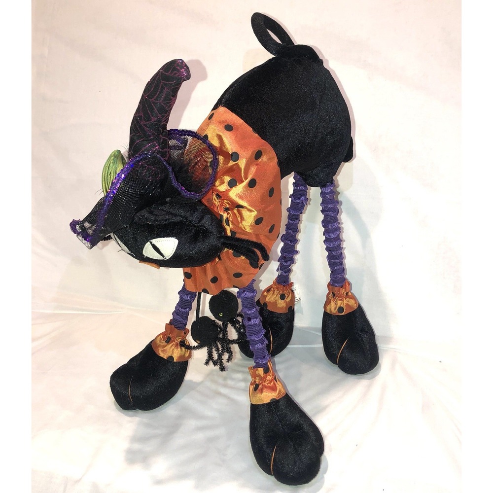 HALLOWEEN Pier 1 Black Cat Dangling Spiders Beanbag weighted feet Witch Hat - Picture 6 of 10